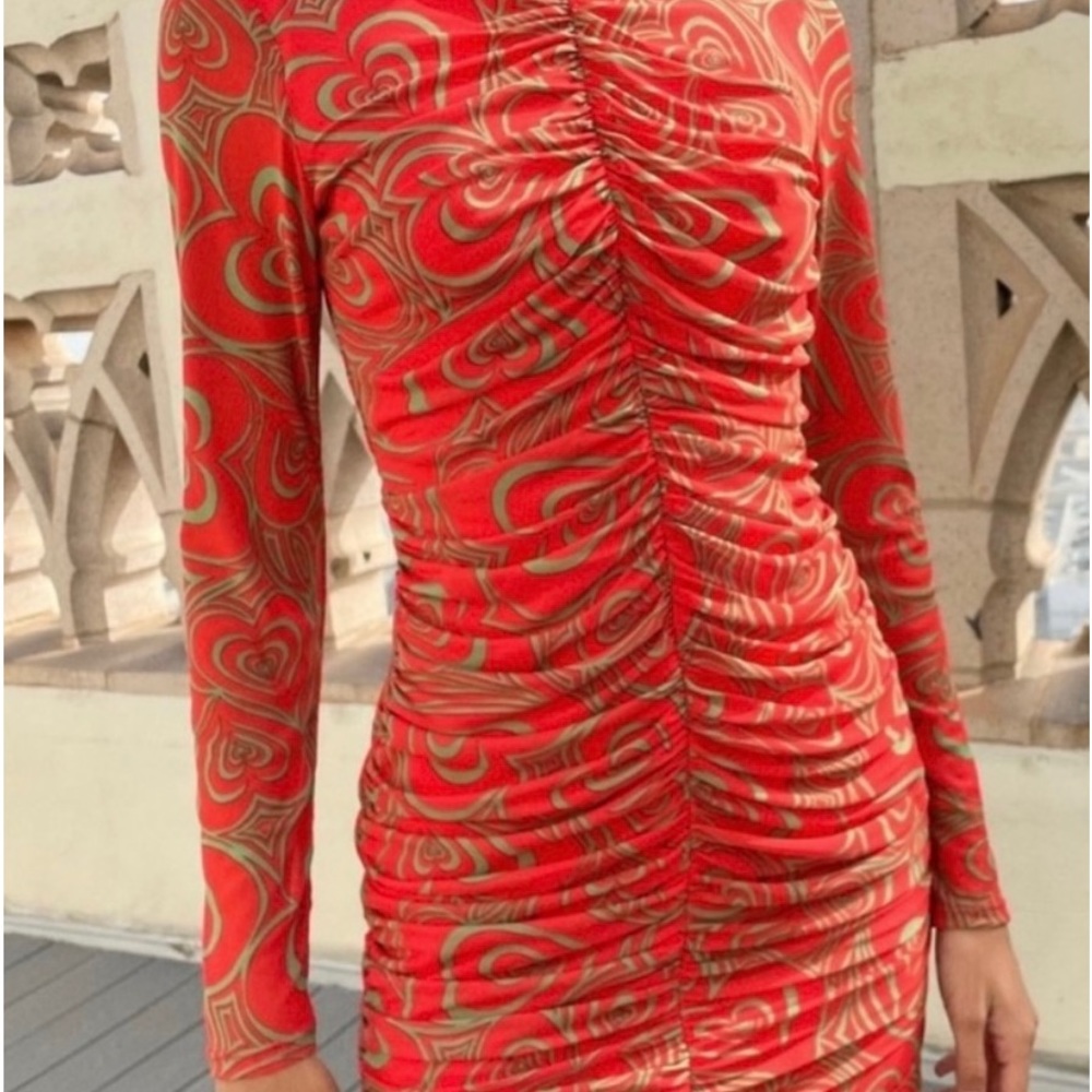 Lisa Says Gah mini dress, sheer sleeves and neck, long sleeves